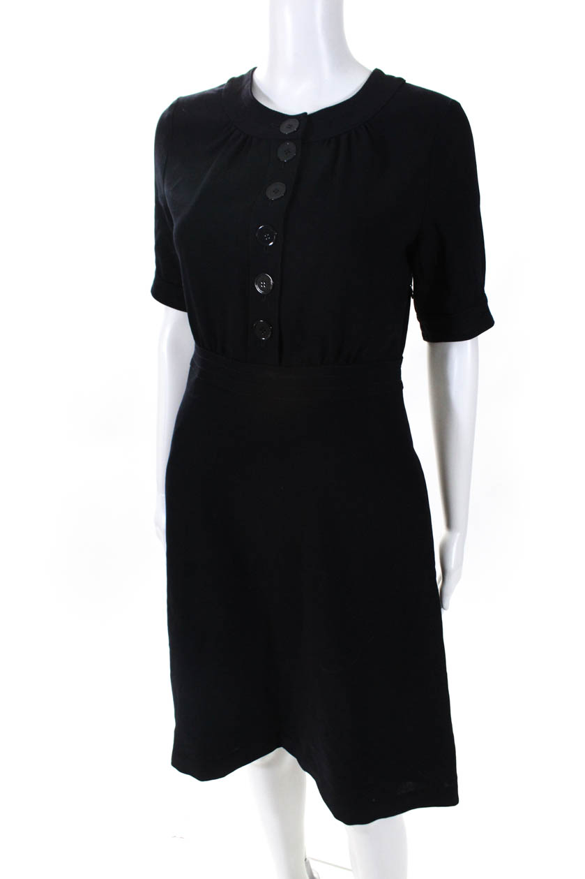 J Crew Womens Silk Button Up A-Line Dress Navy Blue Size 2 | eBay