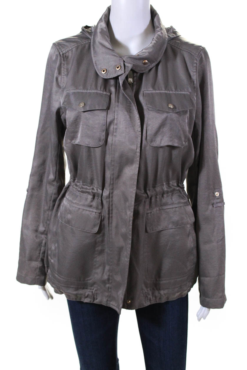 Vince Camuto Womens Zip Up Jacket Grey Green Size Medium | eBay