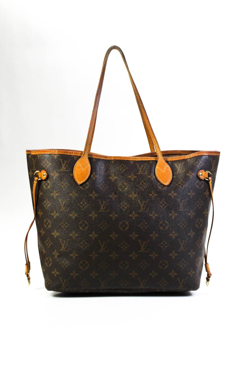 Louis Vuitton Womens Monogram Coated Canvas MM Neverfull Shoulder Handbag Brown | eBay