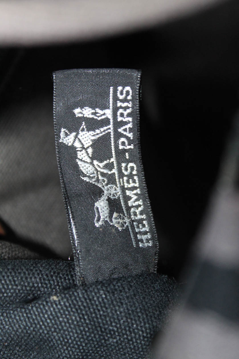 Hermes Womens Snap Closure Tote Handbag Black Grey Canvas | eBay