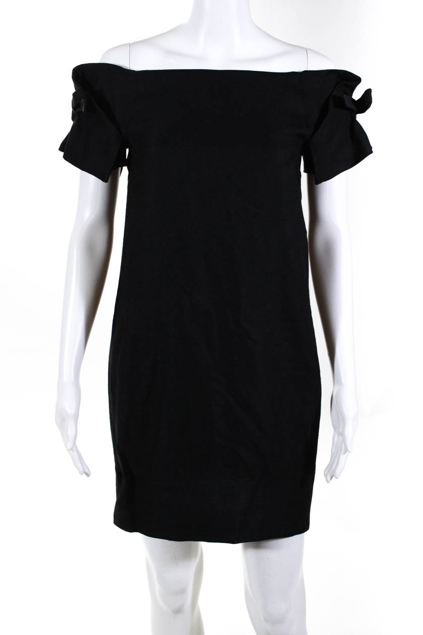 Gucci Womens Silk Short Sleeve Square Neck Sheath Dress Black Size 38 ...