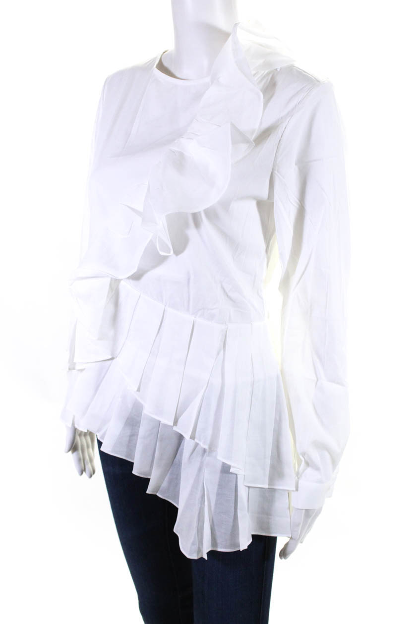 Anne Fontaine Womens Cotton Ruffle Top White Size 40 European | eBay