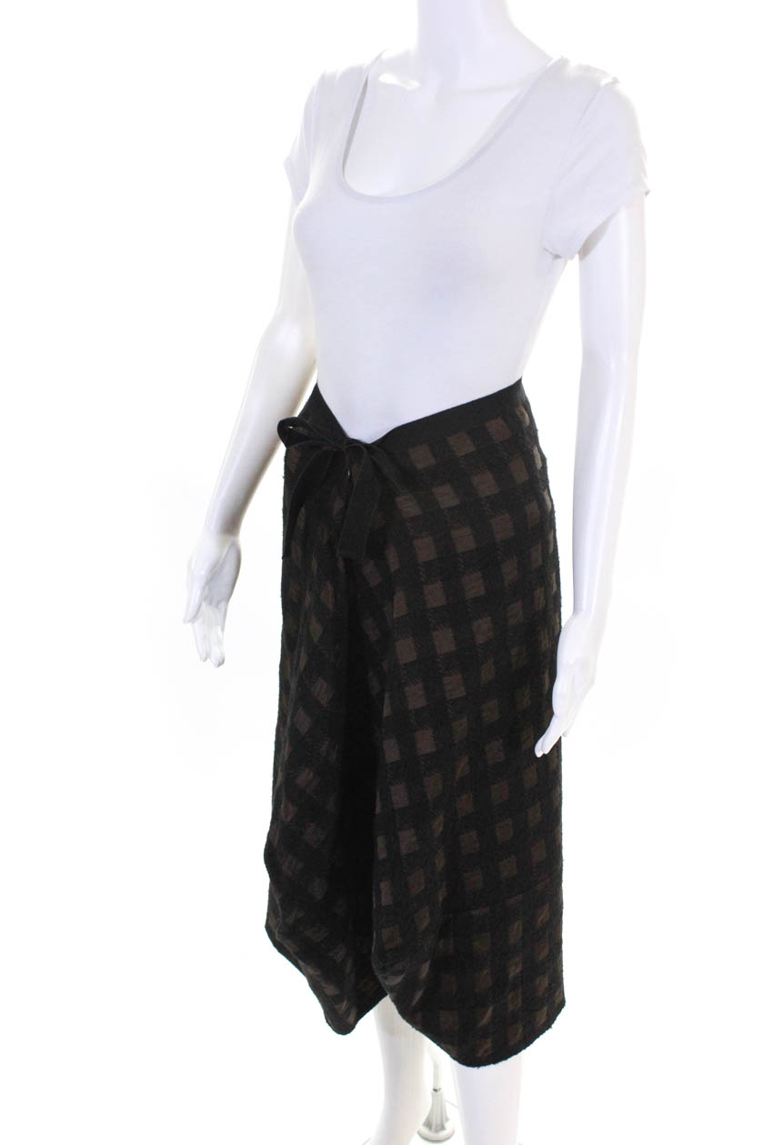 Clara Collins Womens Plaid A Line Mid Calf Skirt Black Brown Size 2 | eBay