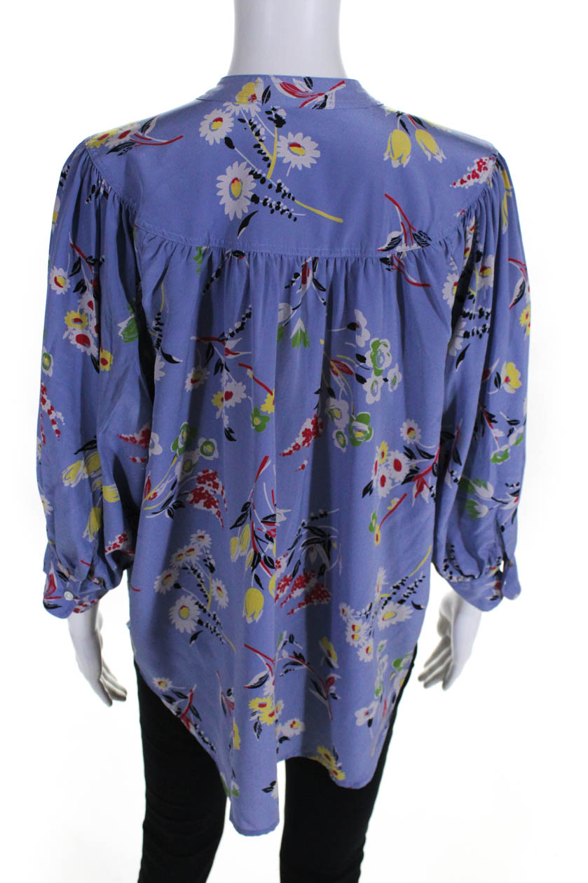 Polo Ralph Lauren Womens Floral Neck Tie Top Blue Size Medium 12667067 ...
