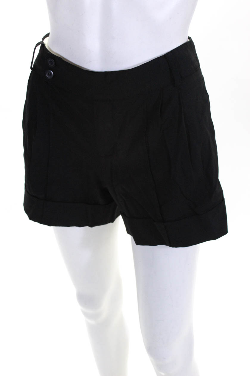 Haute Hippie Womens Pleated Front Cuffed Casual Shorts Black Size 6 | eBay