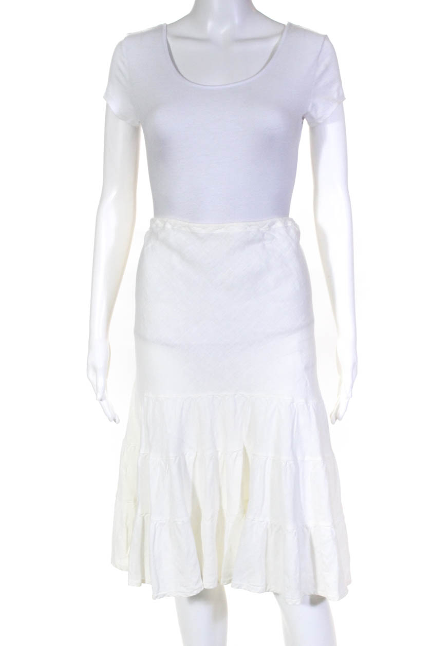 Calypso Christiane Celle Womens Knee Length A-Line Linen Skirt White ...
