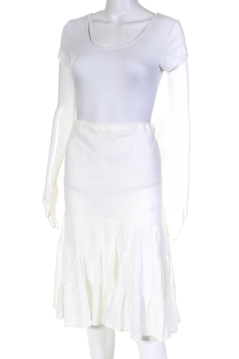 Calypso Christiane Celle Womens Knee Length A-Line Linen Skirt White ...