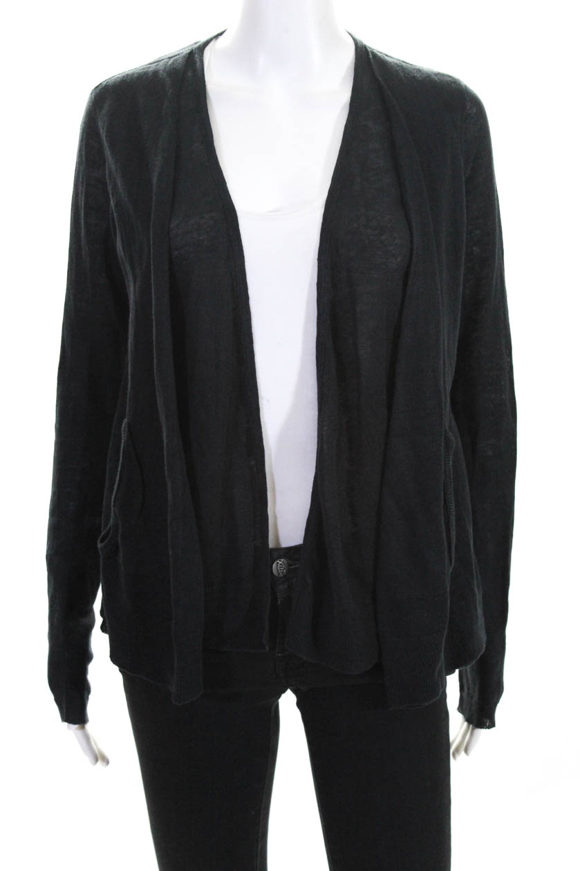 Inhabit Womens Linen Cardigan Sweater Black Size Extra Small | eBay