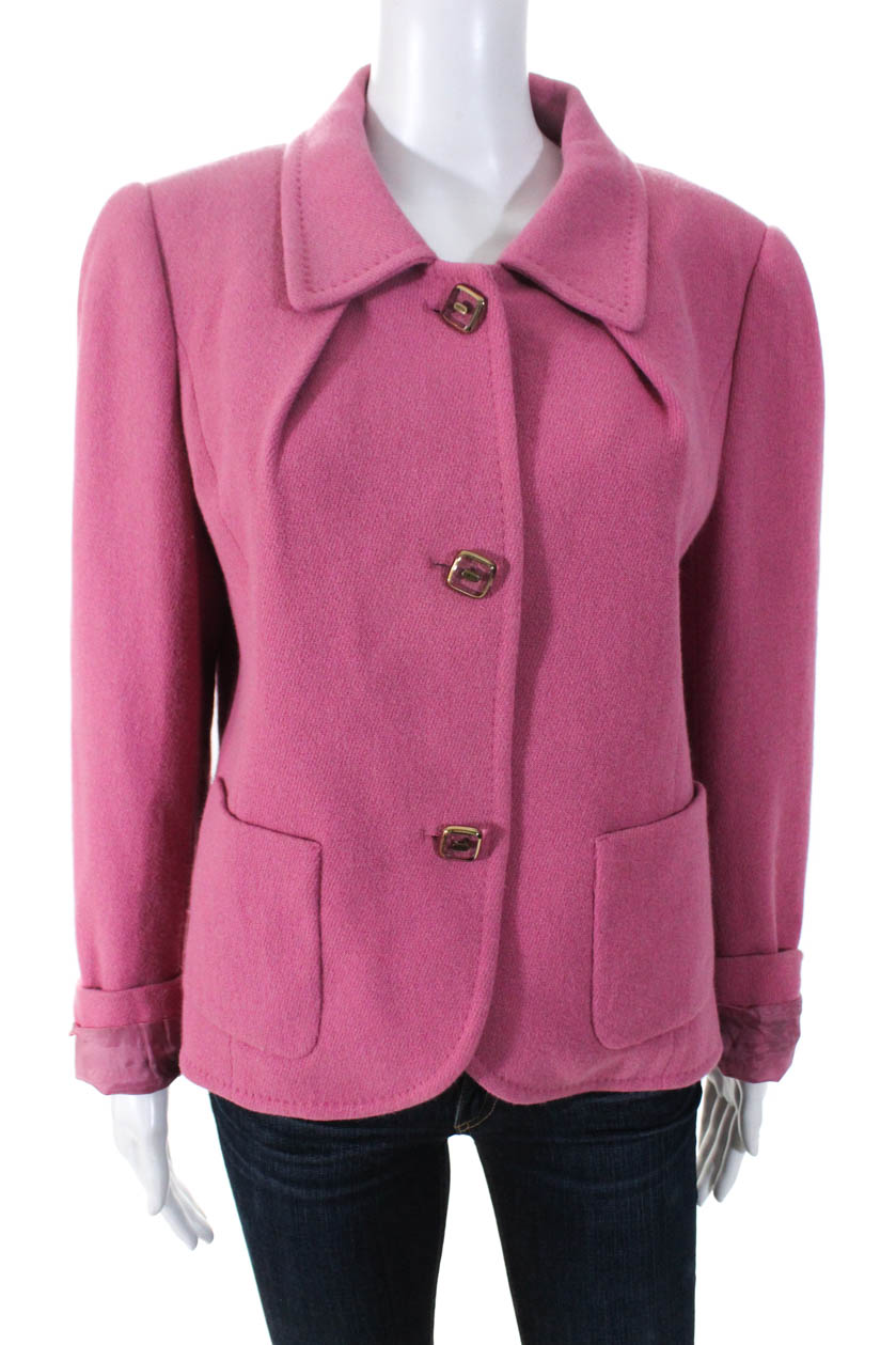 Escada Women's Button Down Collared Jacket Cotton Pink Size 42 | eBay