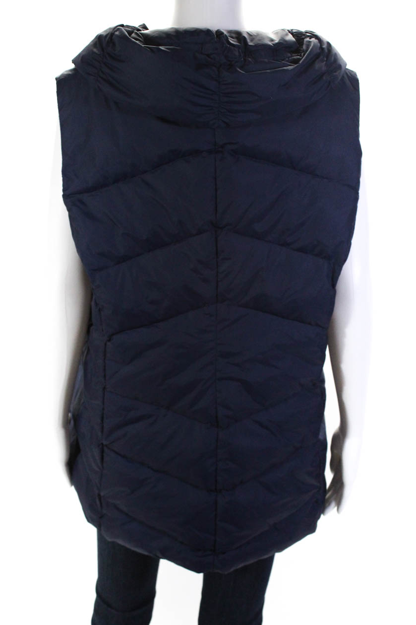Eileen Fisher Womens Zip Puffer Vest Navy Blue Size Extra Large | eBay