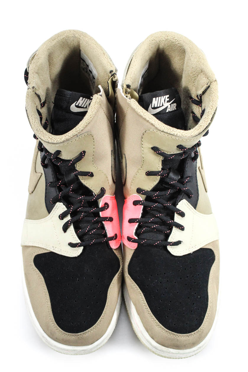 Nike Air Jordan Mens High Top Side Zipper Sneakers Tan