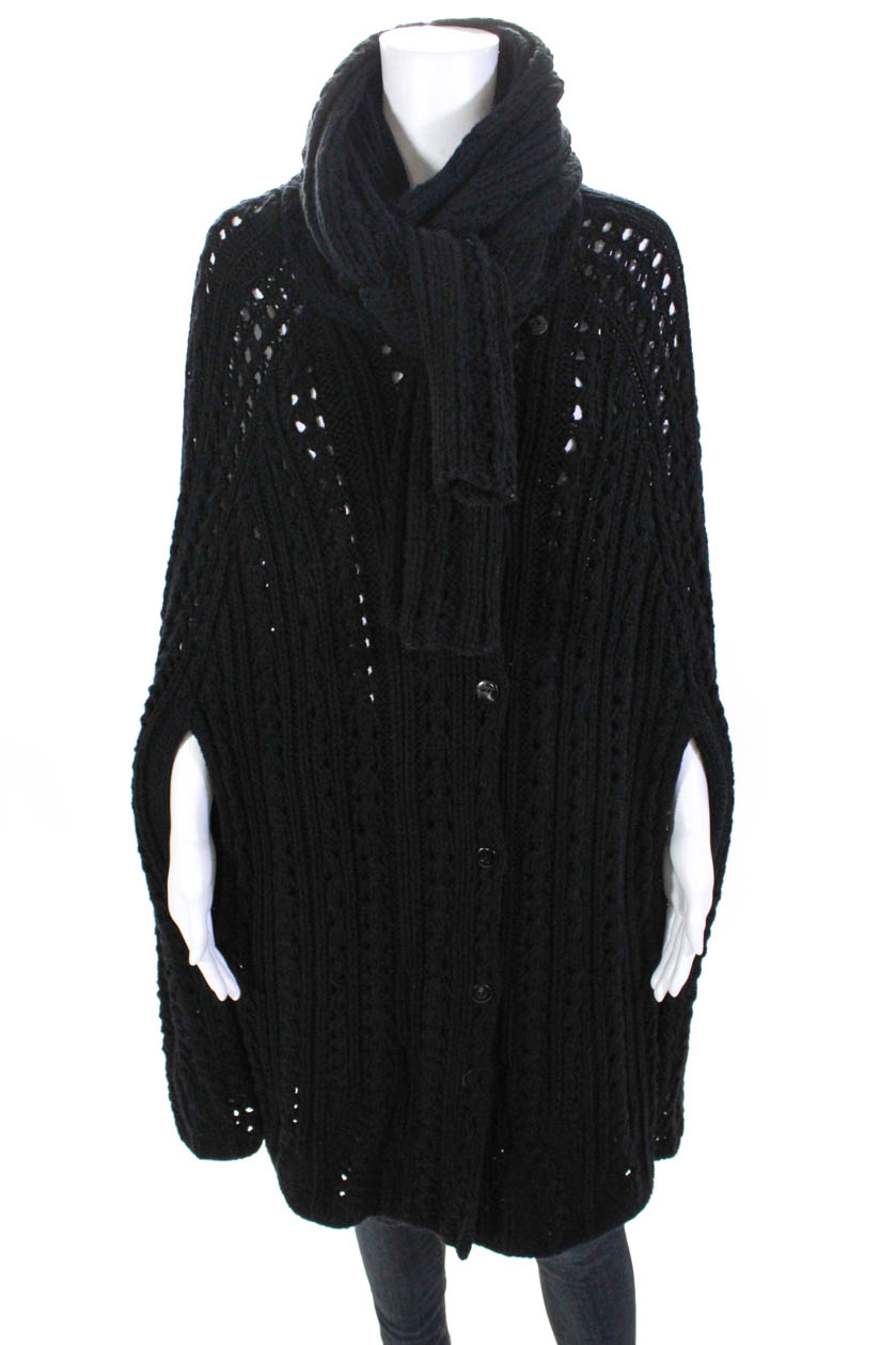 TSE Womens Long Sleeve Cable Knit Cardigan Sweater Black Size Medium eBay