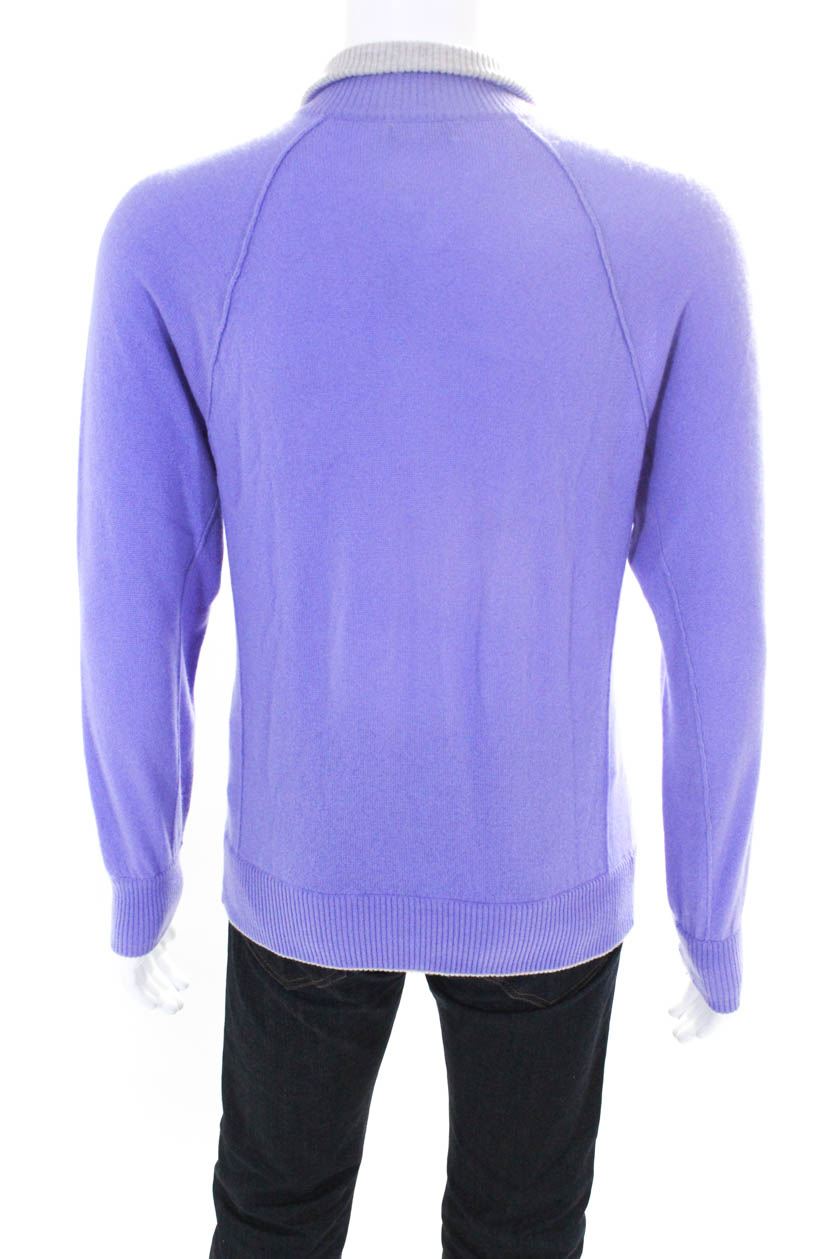 Download La Vela Mens Cashmere Long Sleeve Mock neck Front Zip ...