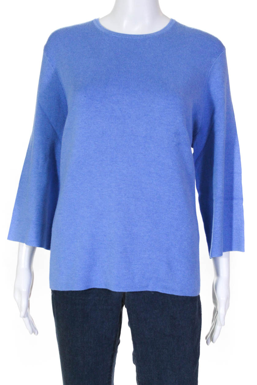J. Mclaughlin Womens Crew Neck 3/4 Sleeve Sweater Blue Size Extra Large ...