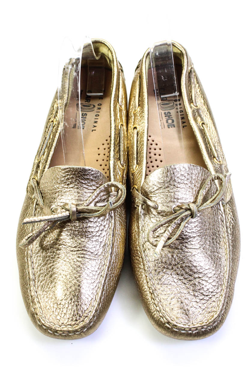 The Car Shoe Women Square Toe Metallic Leather Driving