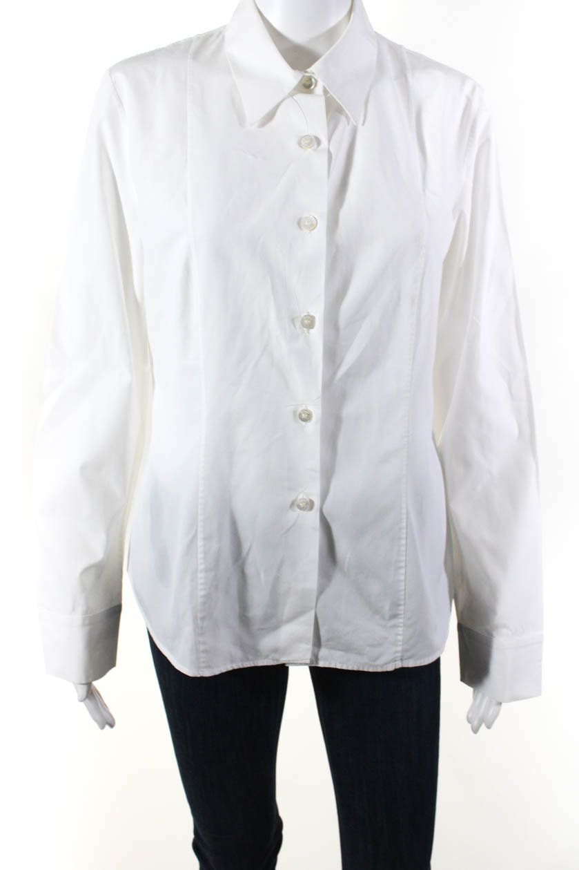 Salvatore Ferragamo Womens Cotton Button Cuff Button Down Shirt White ...