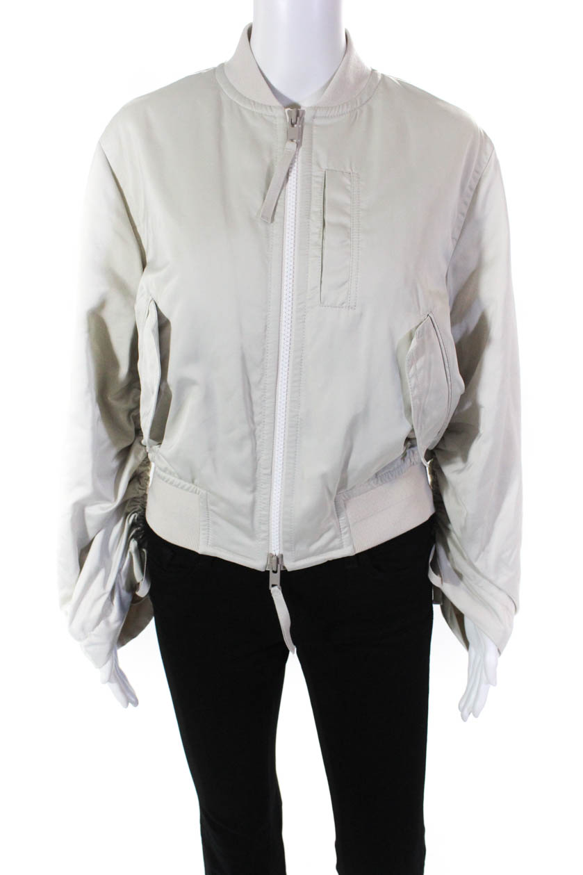 Vince Womens Full Zip Collarless Jacket Beige Size Small | eBay