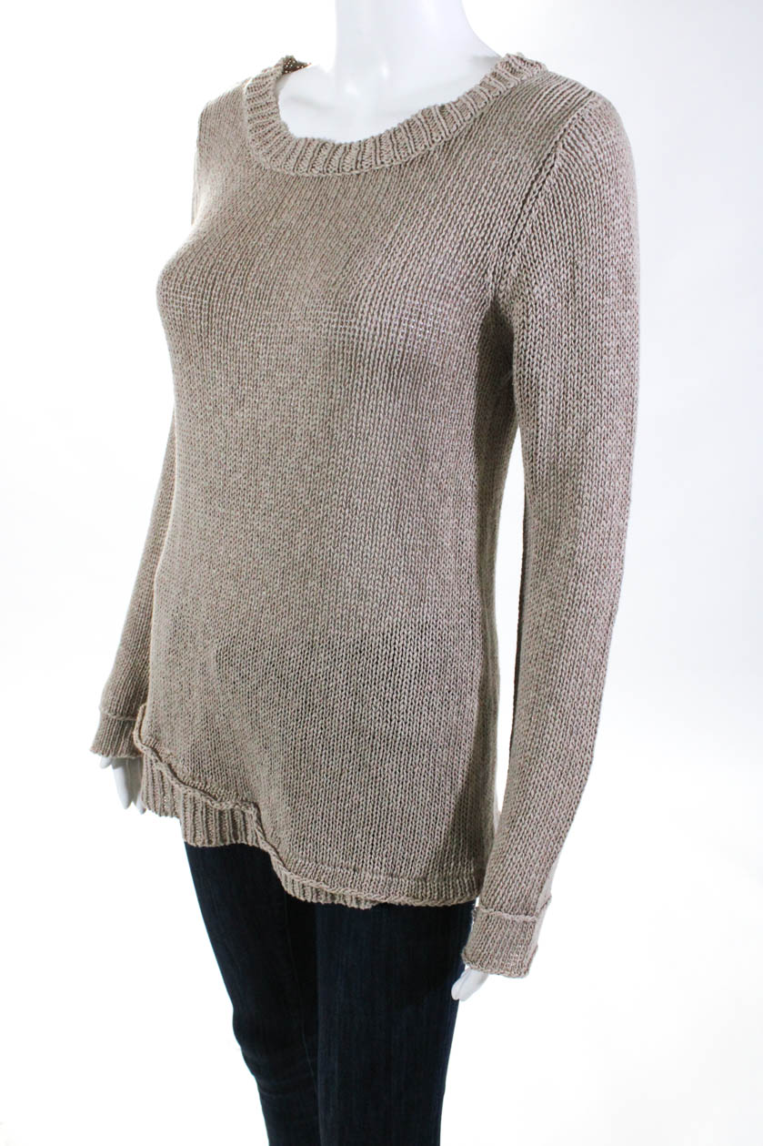360 Sweater Womens Solid Thin Knit Long Sleeve Crew Neck Sweater Brown ...