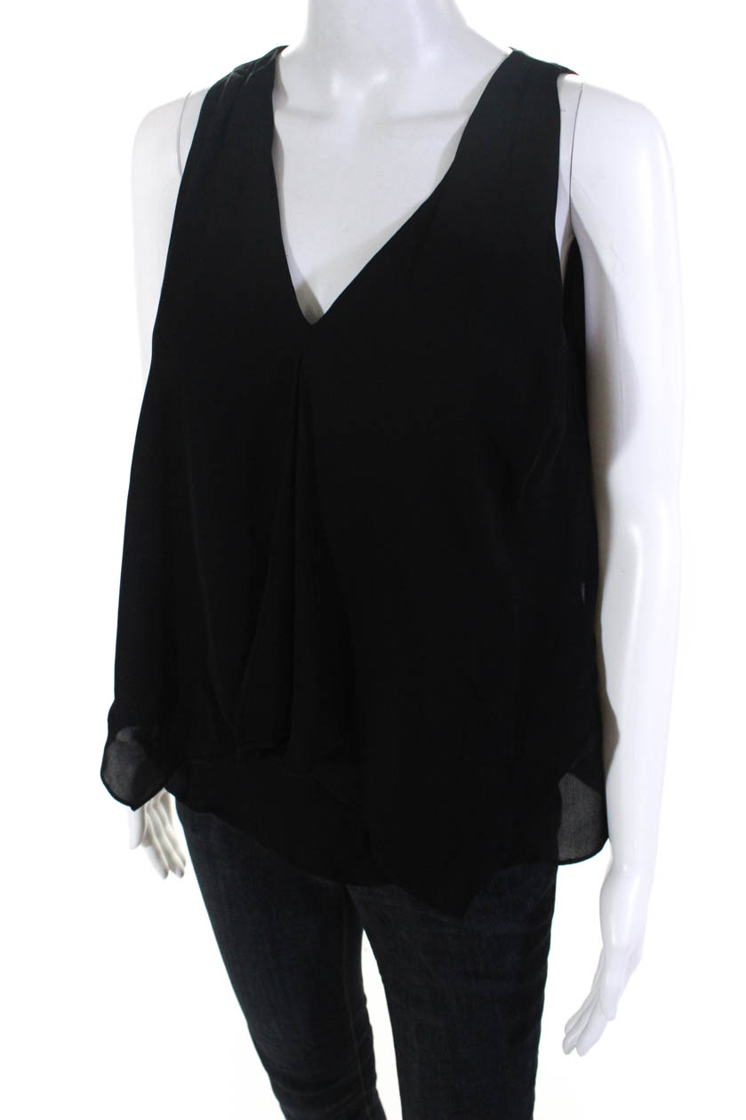 Theory Womens Sleeveless V-Neck Silk Blouse Tank Top Black Size Small ...