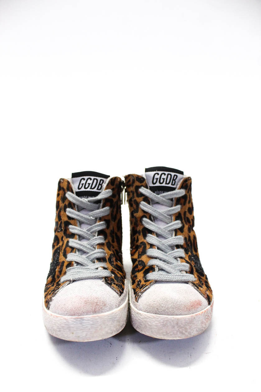 Golden Goose Deluxe Brand Childrens Girls Animal Print Sneakers Brown