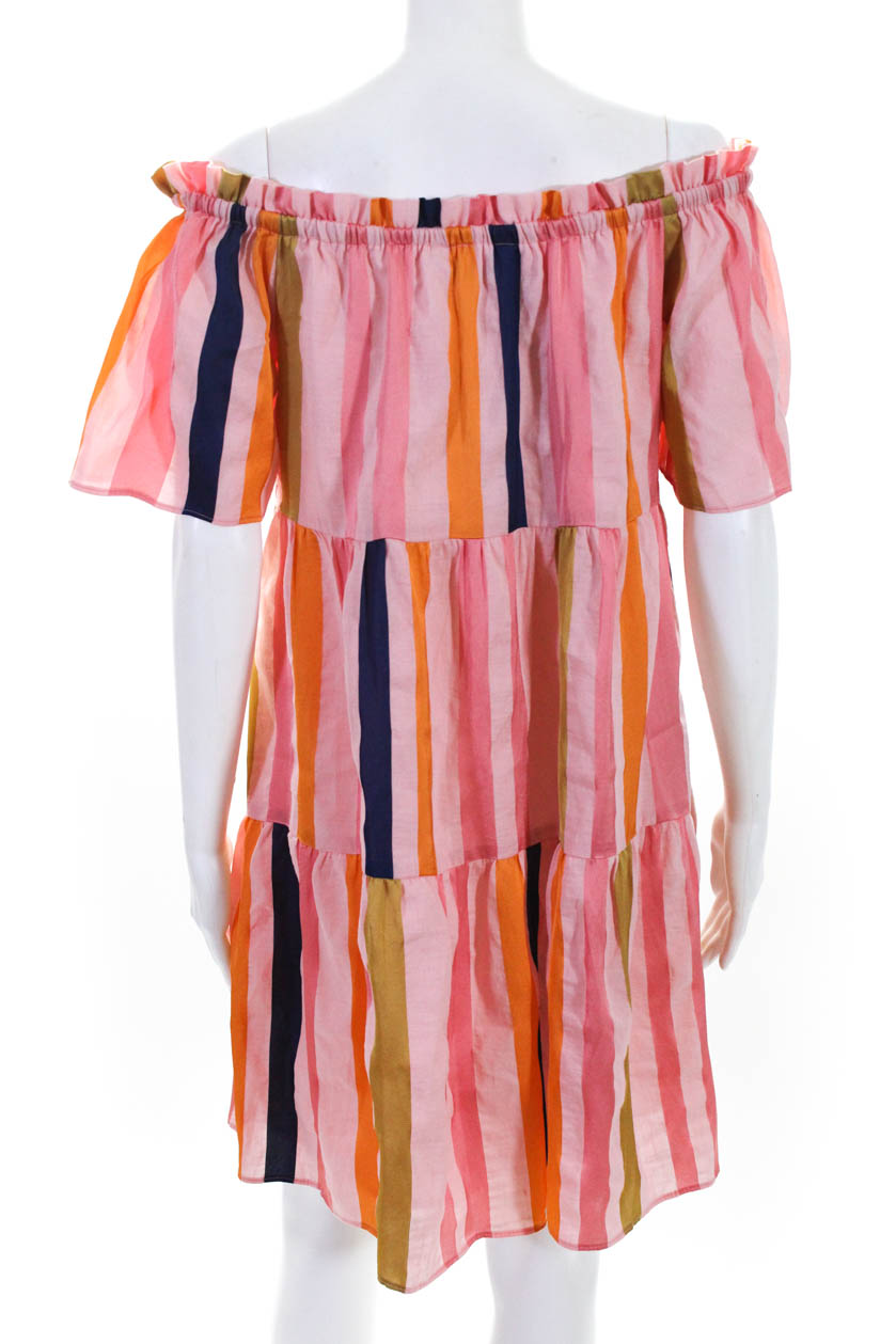 Trina Turk Womens Off The Shoulder Dreamy Dress Blue Pink Size 4 | eBay