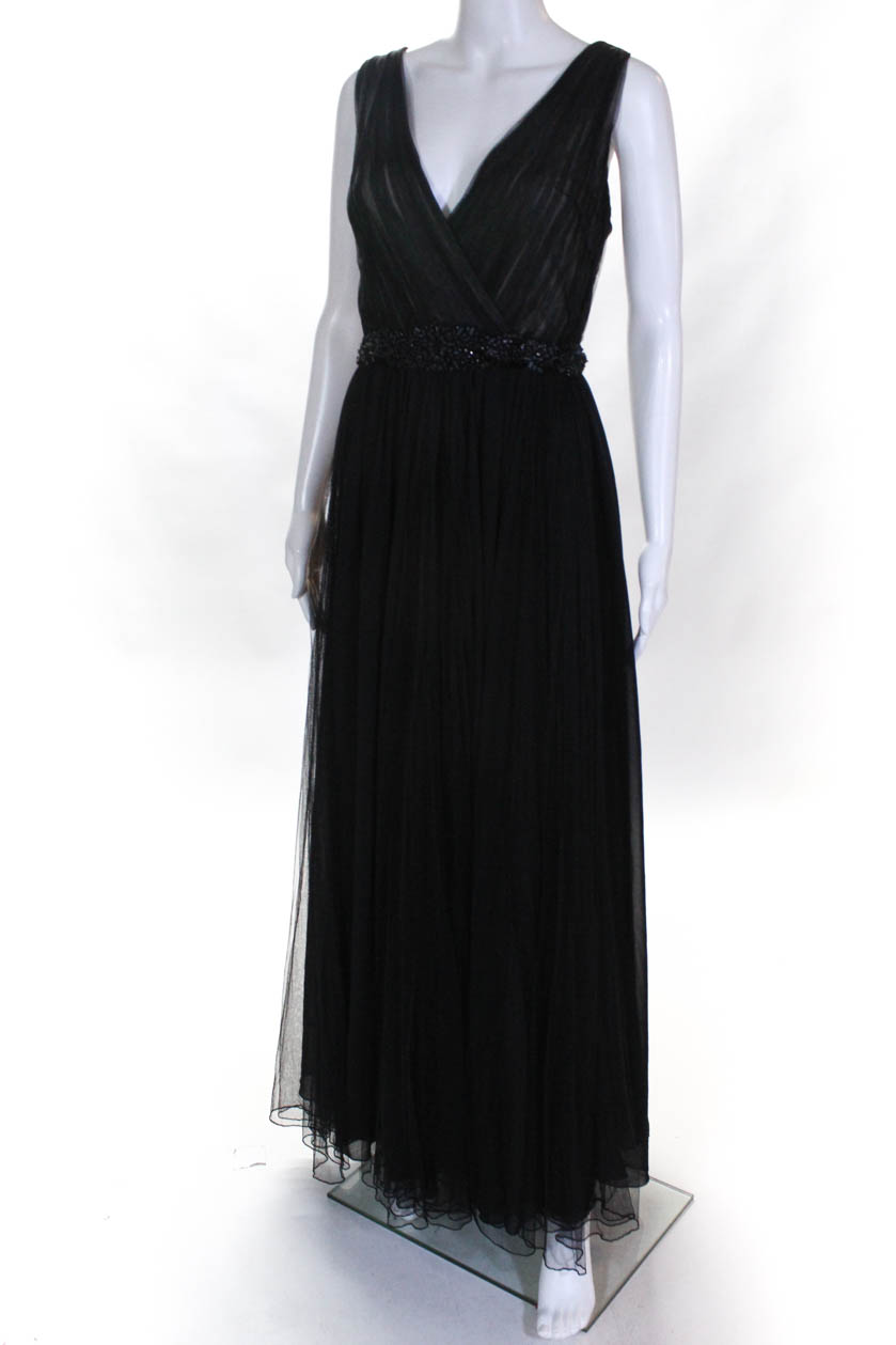 Badgley Mischka Womens Black Pleated Gown Size 11405134 | eBay