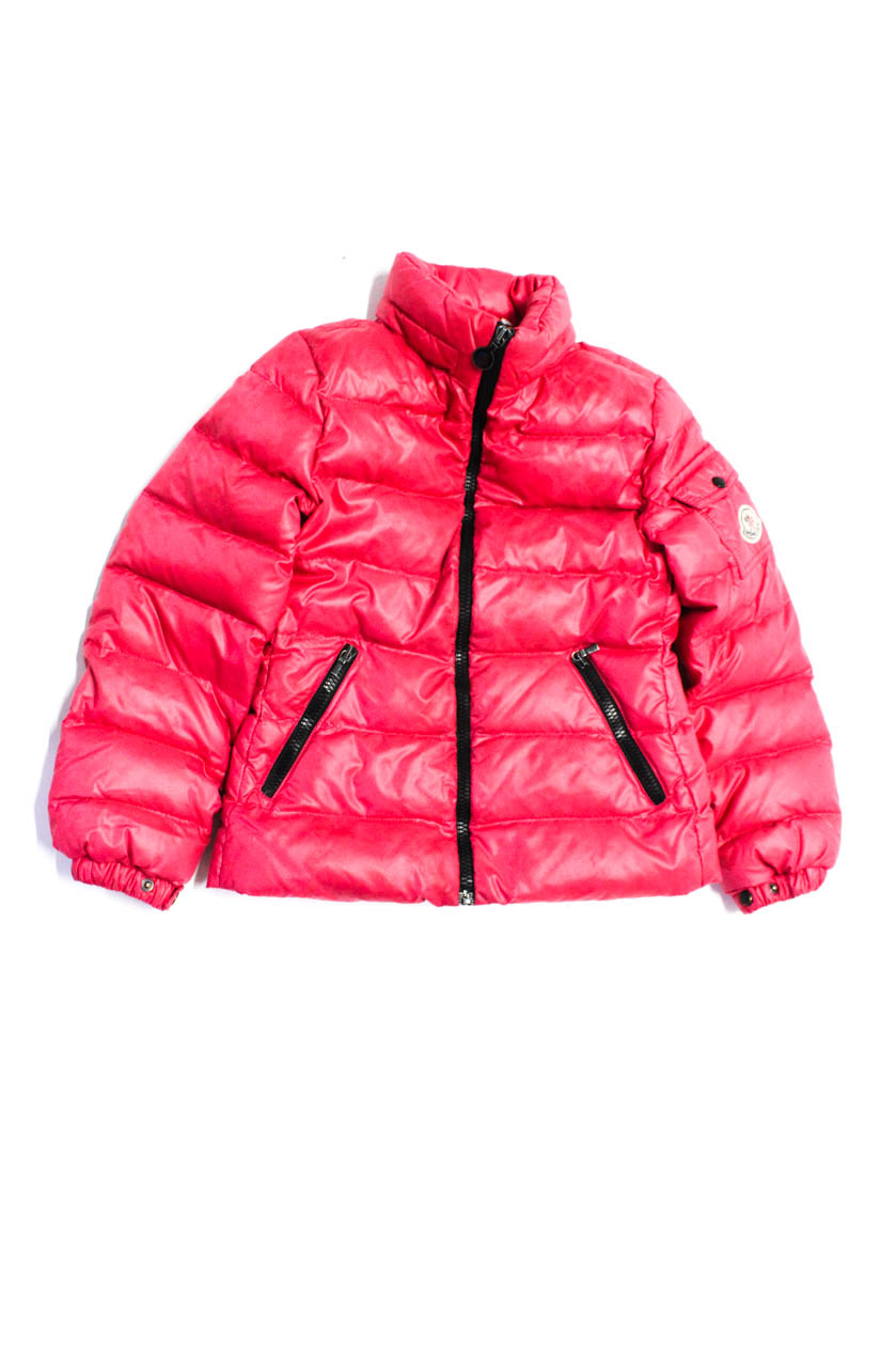Moncler Childrens Girls Full Zipper Puffer Jacket Pink Size 8 | eBay