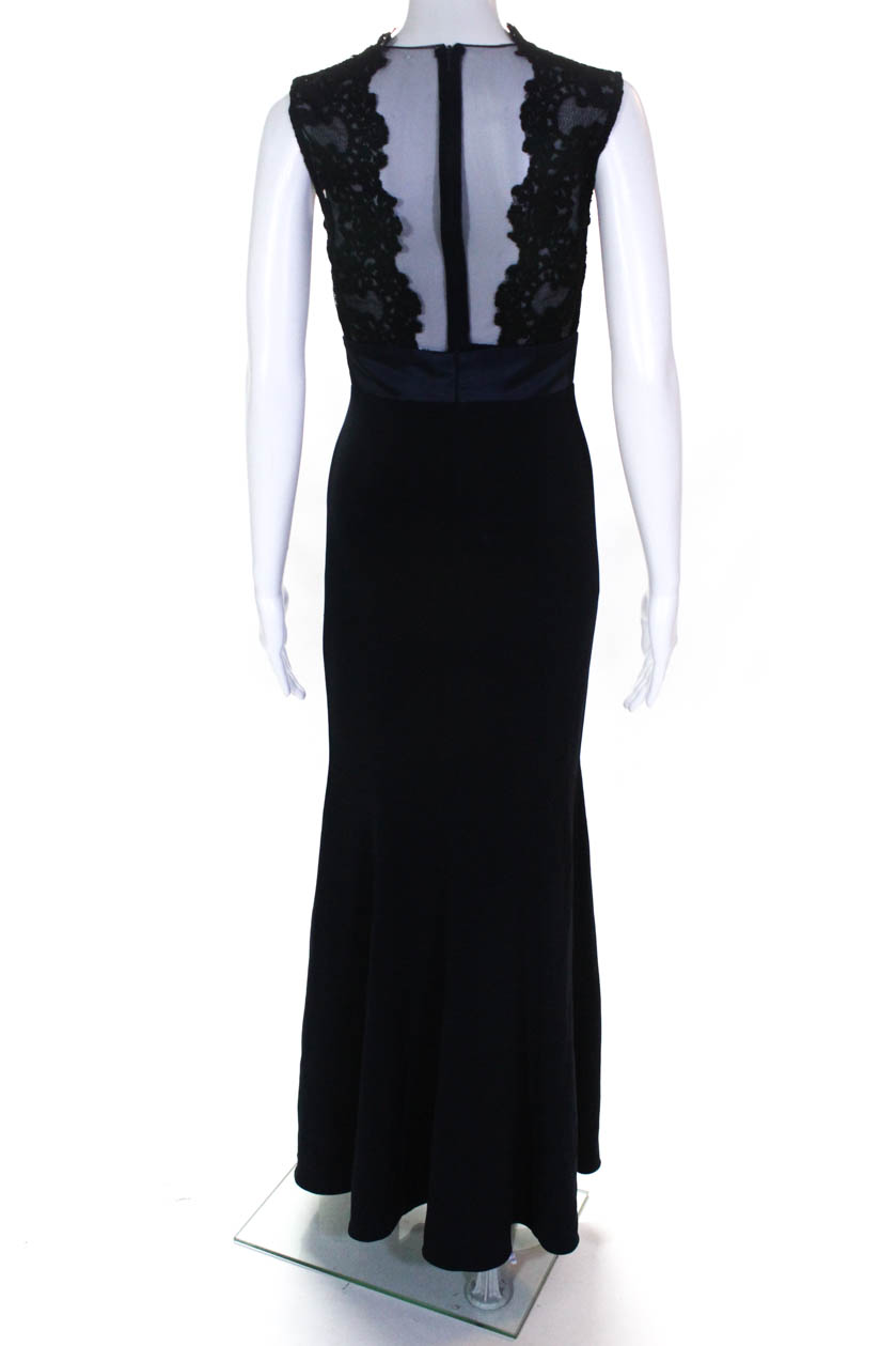 Theia Womens Lace Sleeveless Deep Midnight Gown Navy Blue Size 0 6535