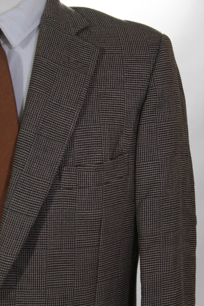 Paul Stuart Mens Wool Plaid Two Button Blazer Jacket Brown Size 40 R | eBay