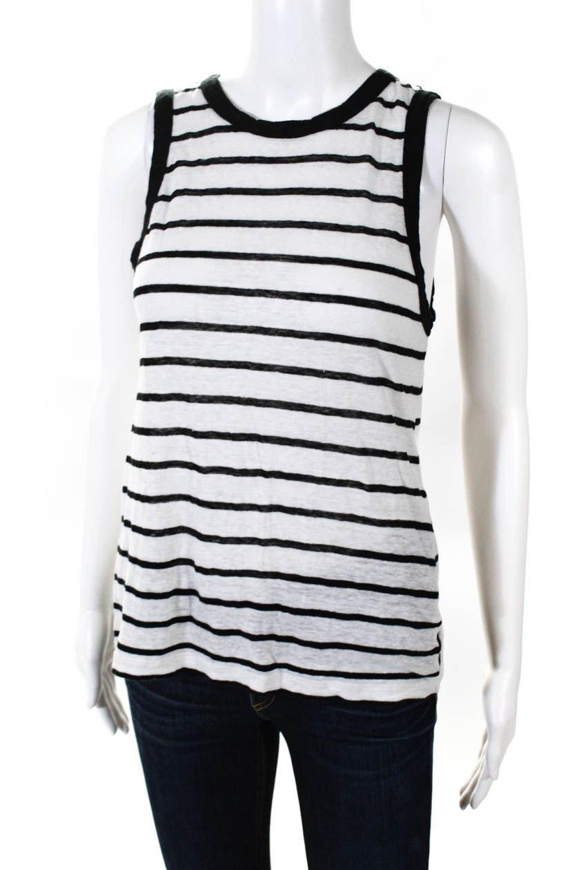 ALC Womens Linen Striped Tank Top Black Size S | eBay