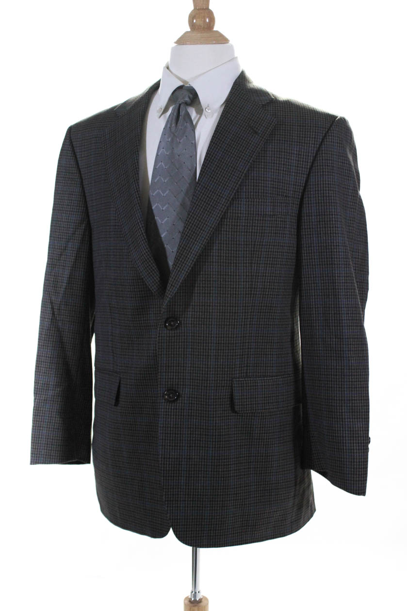 Burberry London Mens Plaid Two Button Blazer Multi Colored Wool Size 40 ...