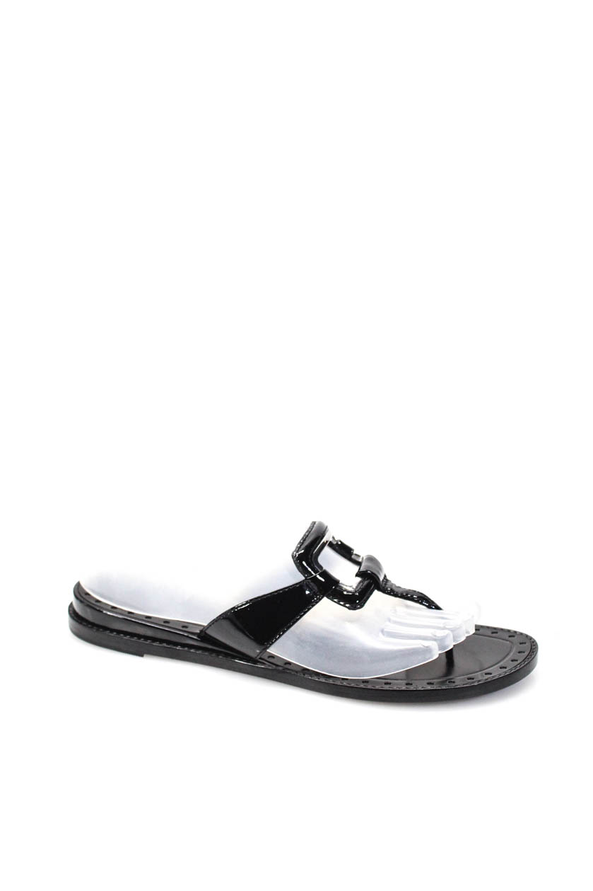 womens patent leather flip flops