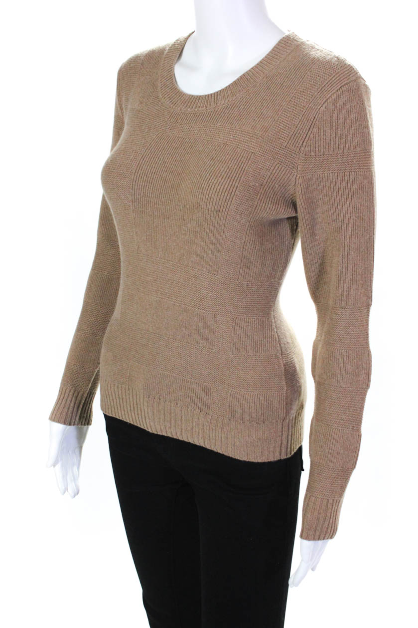 Burberry Womens Wool Textured Long Sleeve Scoop Neck Sweater Beige Size ...