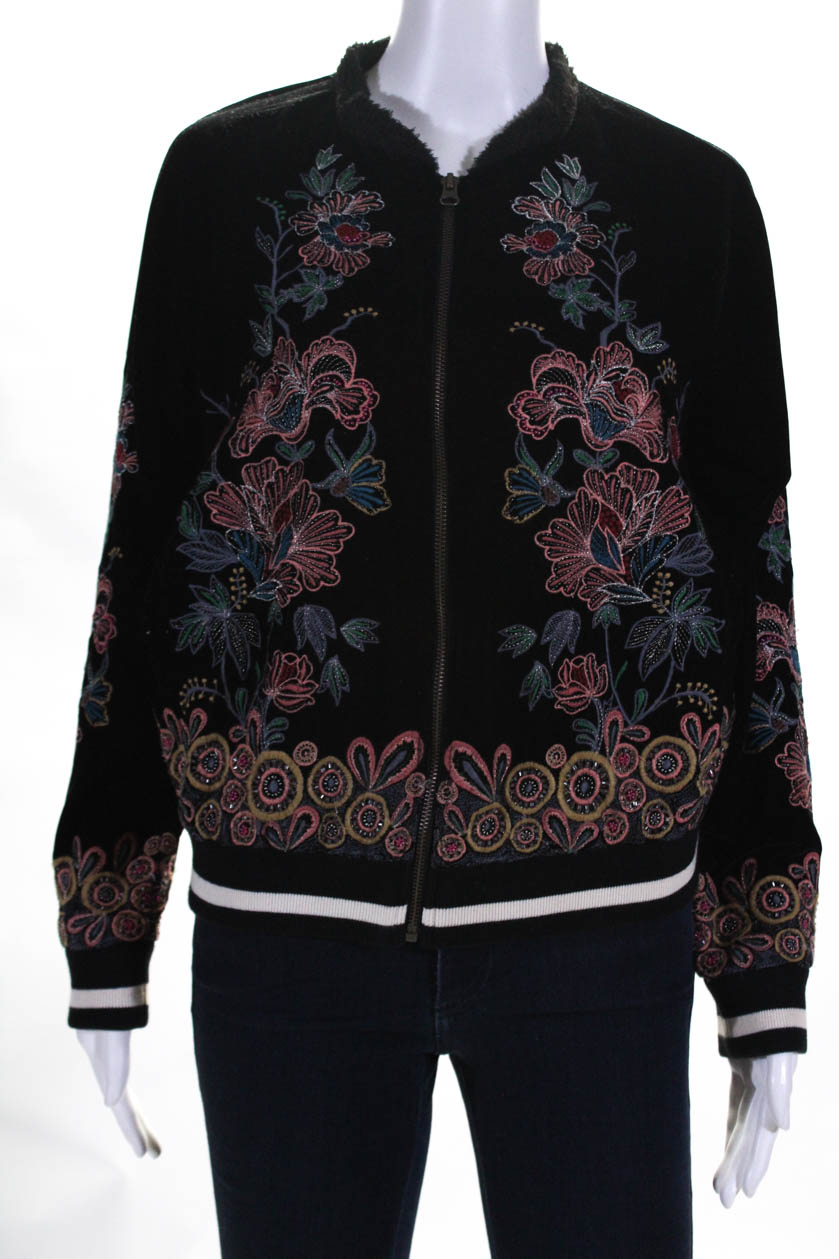 Elevenses Anthropologie Womens Embroidered Jacket Black Size Small | eBay