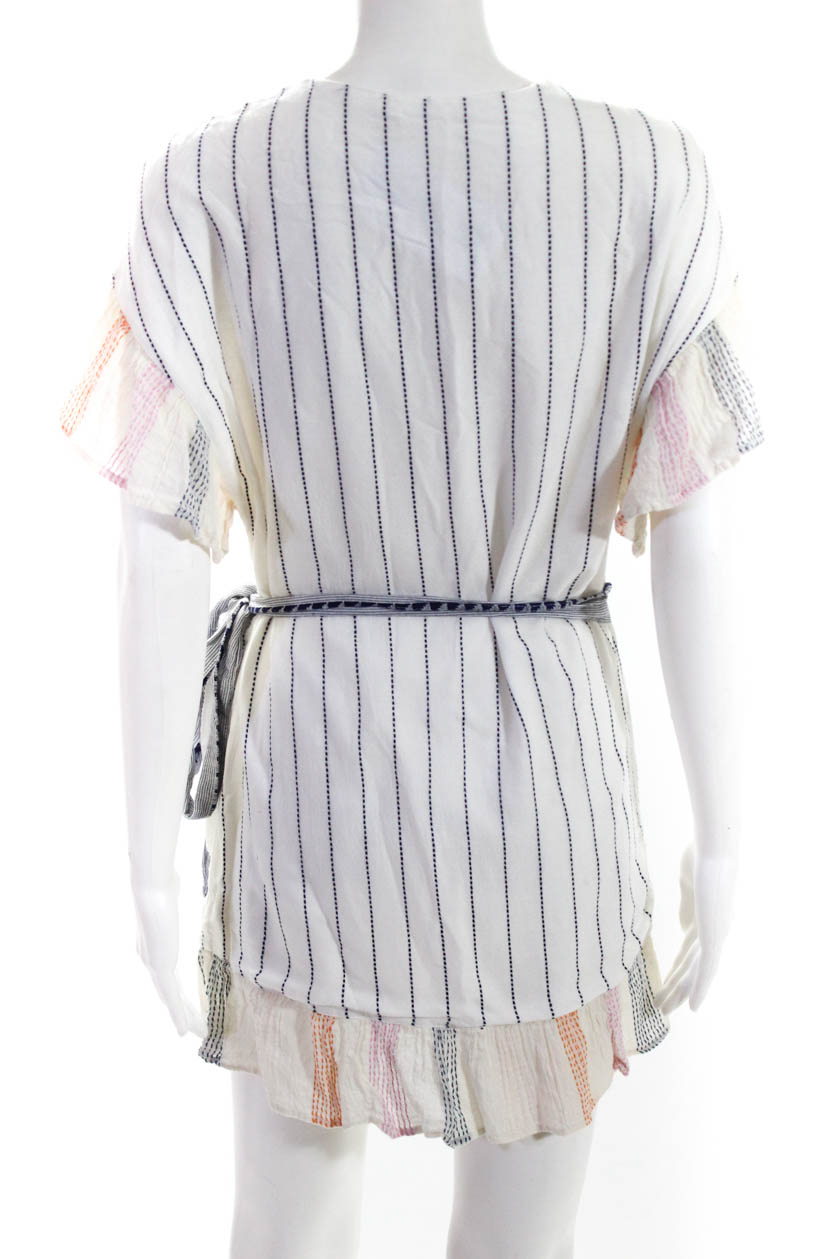 Tularosa Womens Short Sleeve Striped Short Wrap Dress White Size Small | eBay