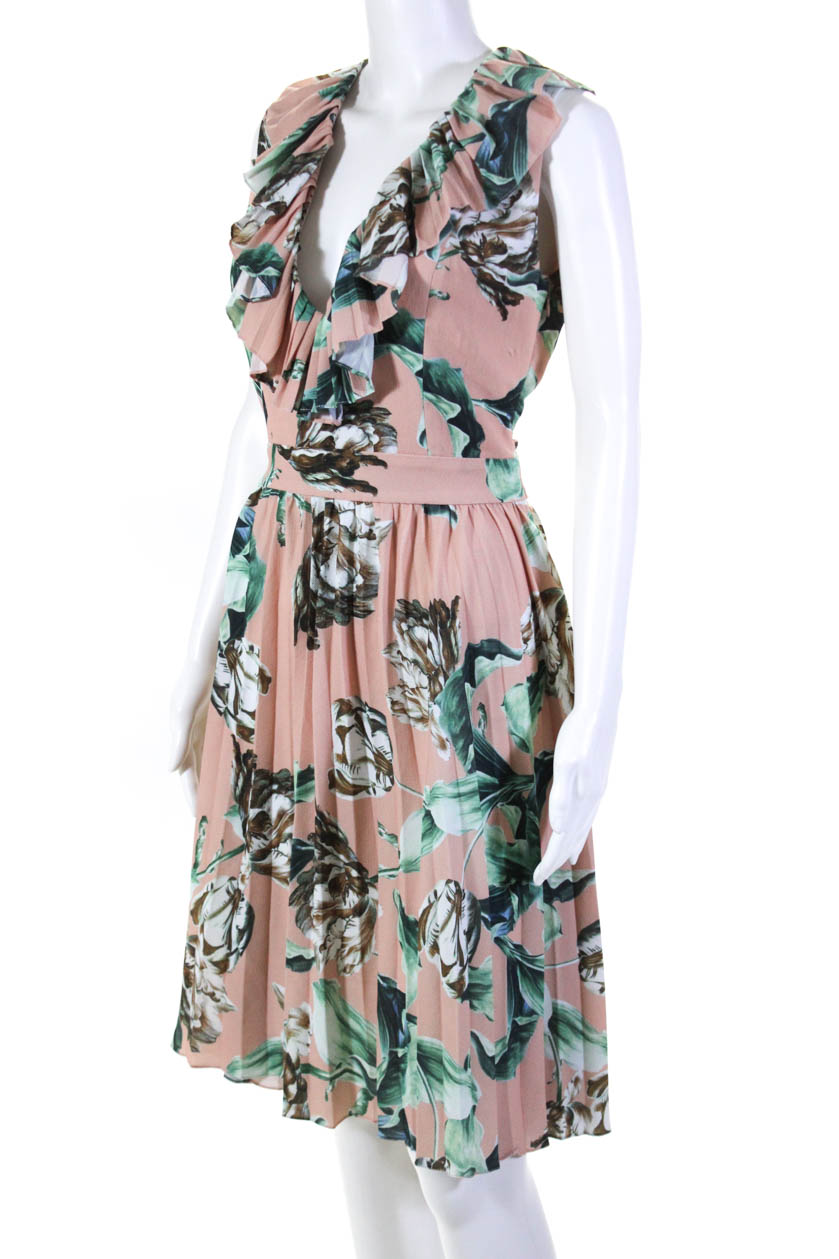 PatBO Womens Pink Printed Pleated Dress Size 8 11199158 | eBay