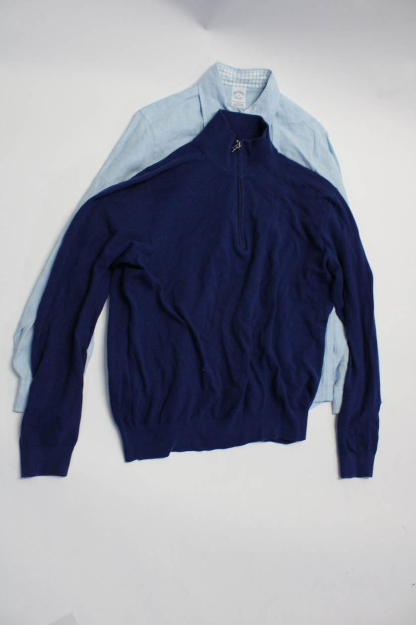 Brooks Brothers Ralph Lauren Mens 1/2 Zip Sweater Dress Shirt Size ...