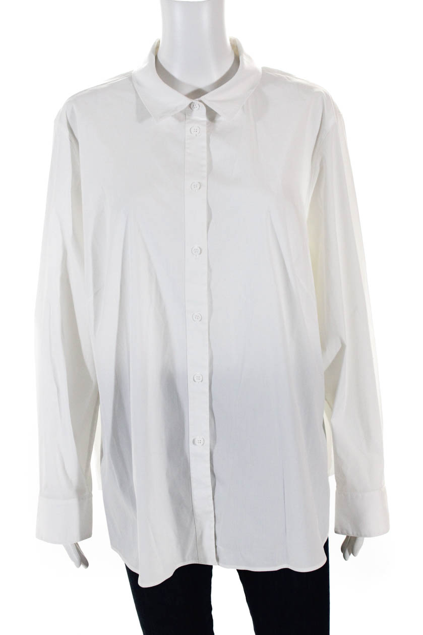 Lafayette 148 New York Womens Button Down Shirt White Size 18 W | eBay