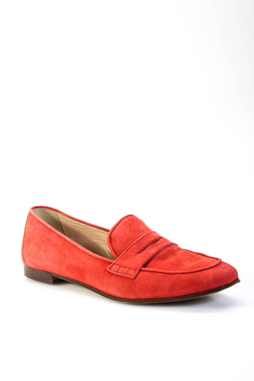 J Crew Womens Charlie Slip On Penny Loafers Flame Red