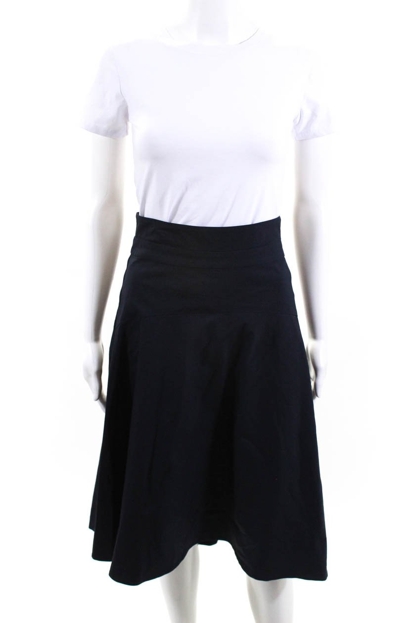 ALC Womens Side Zip Knee Length A Line Skirt Navy Blue Cotton Size 2 | eBay