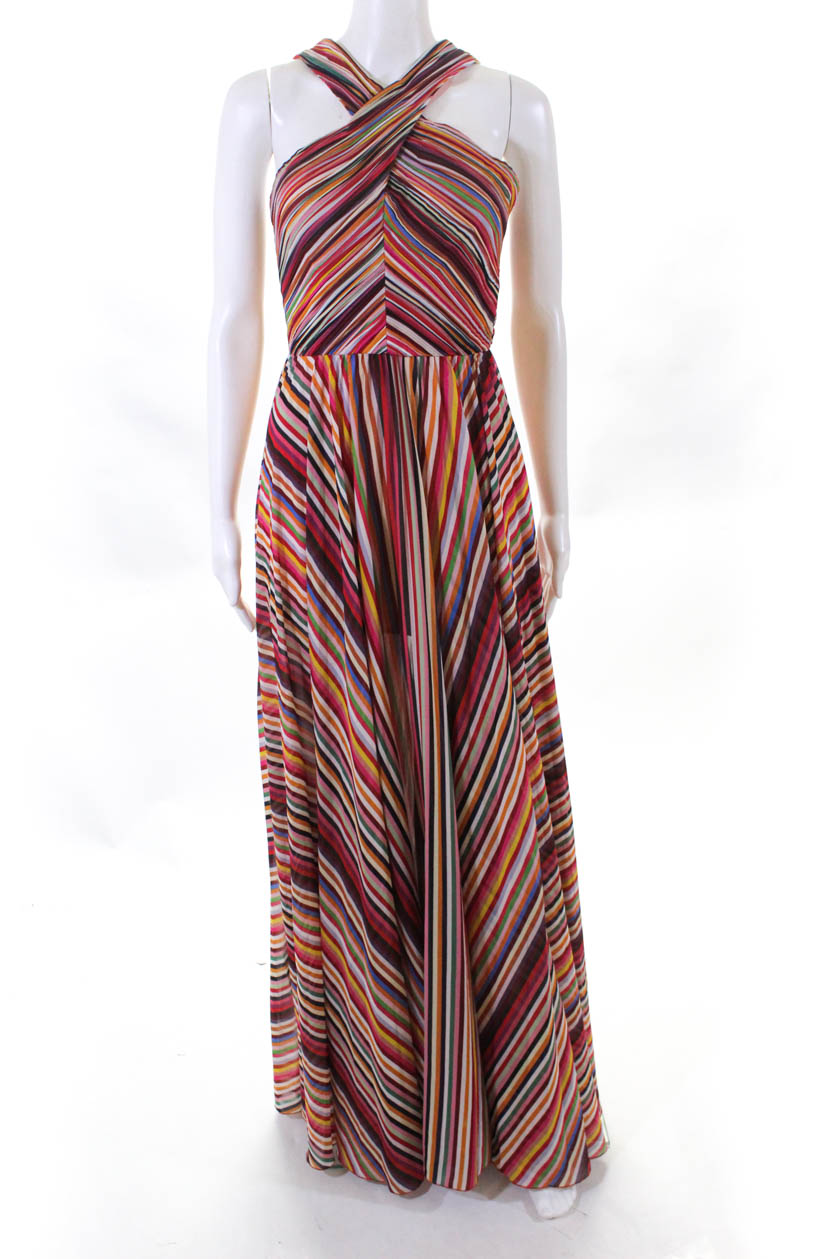 AMUR Womens Sleeveless Striped Lana Maxi Gown Pink Size 2 11091245 | eBay