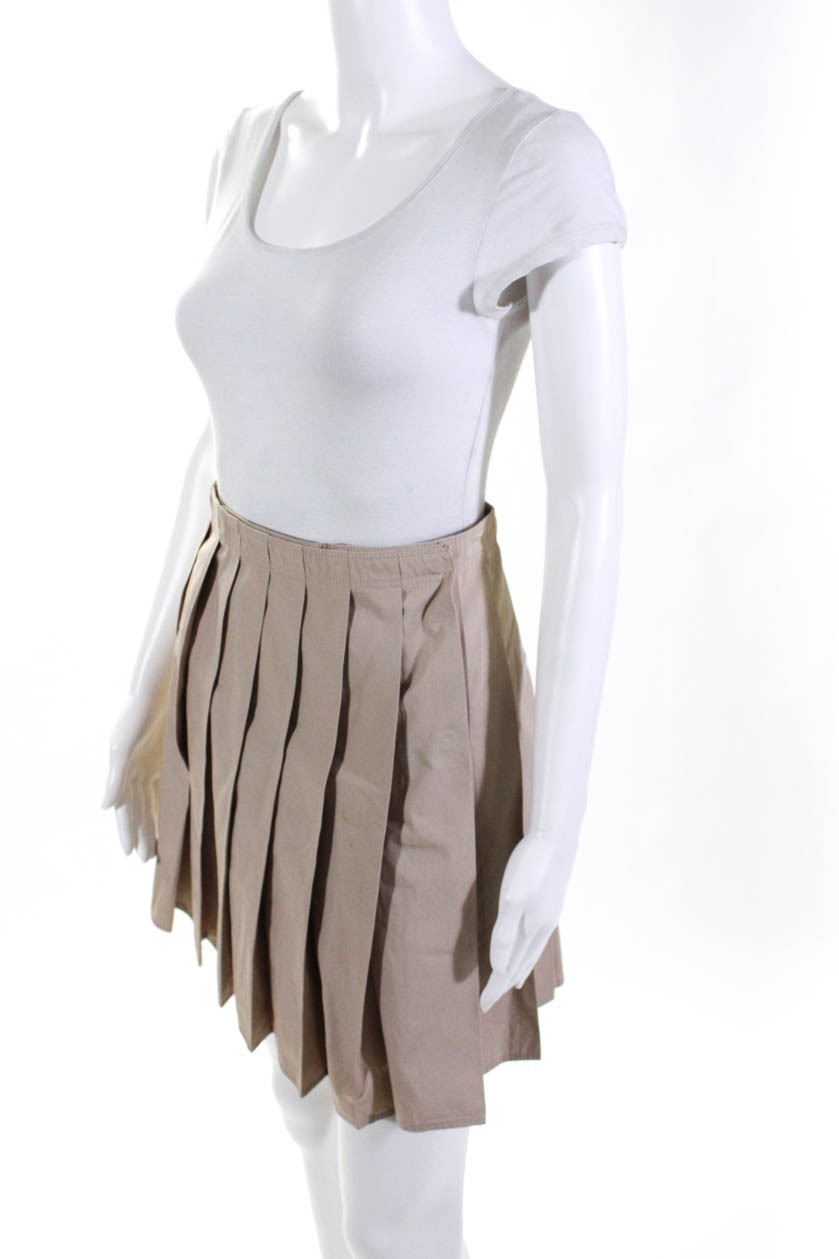 Miu Miu Womens Pleated Khaki Mini Wrap Skirt Beige Size IT 38 | eBay