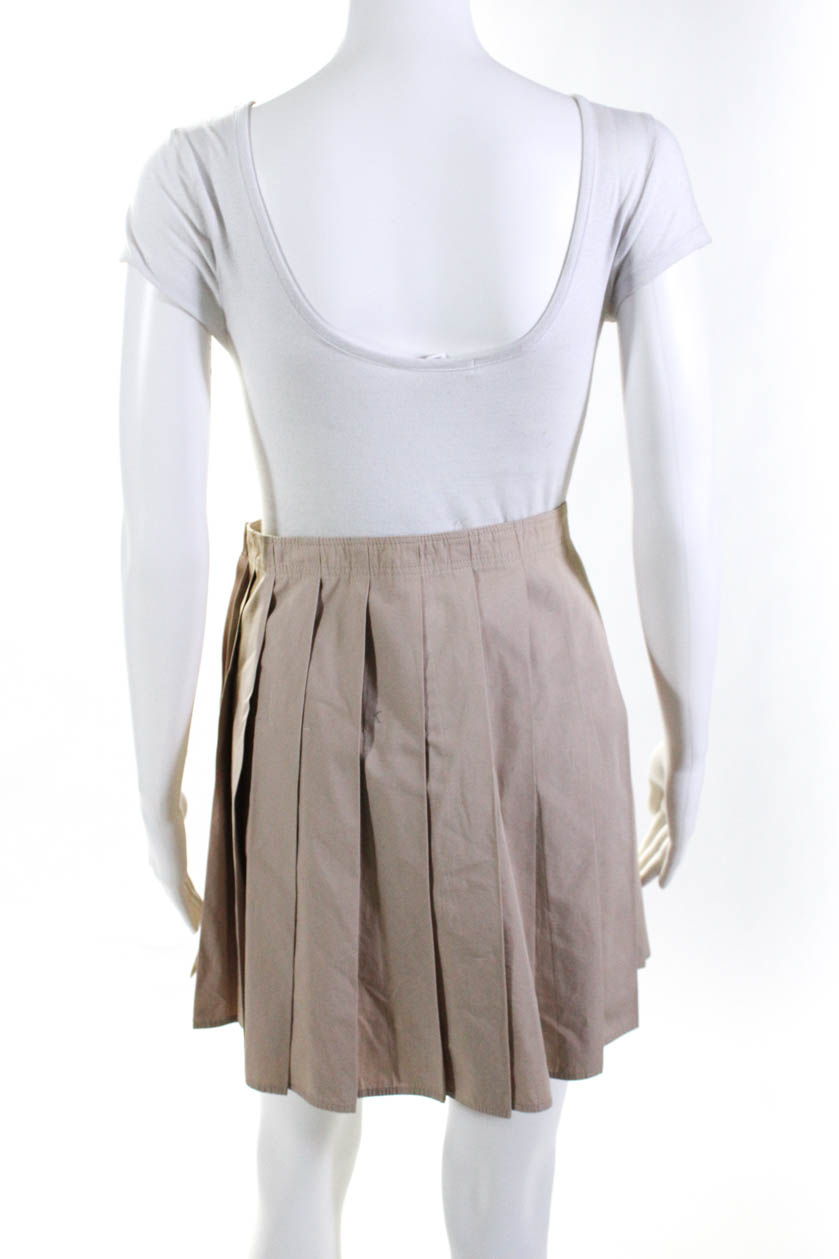Miu Miu Womens Pleated Khaki Mini Wrap Skirt Beige Size IT 38 | eBay