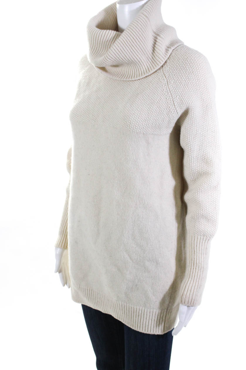 Max Mara Womens Textured Wool Turtleneck Sweater Cream Size Small | eBay