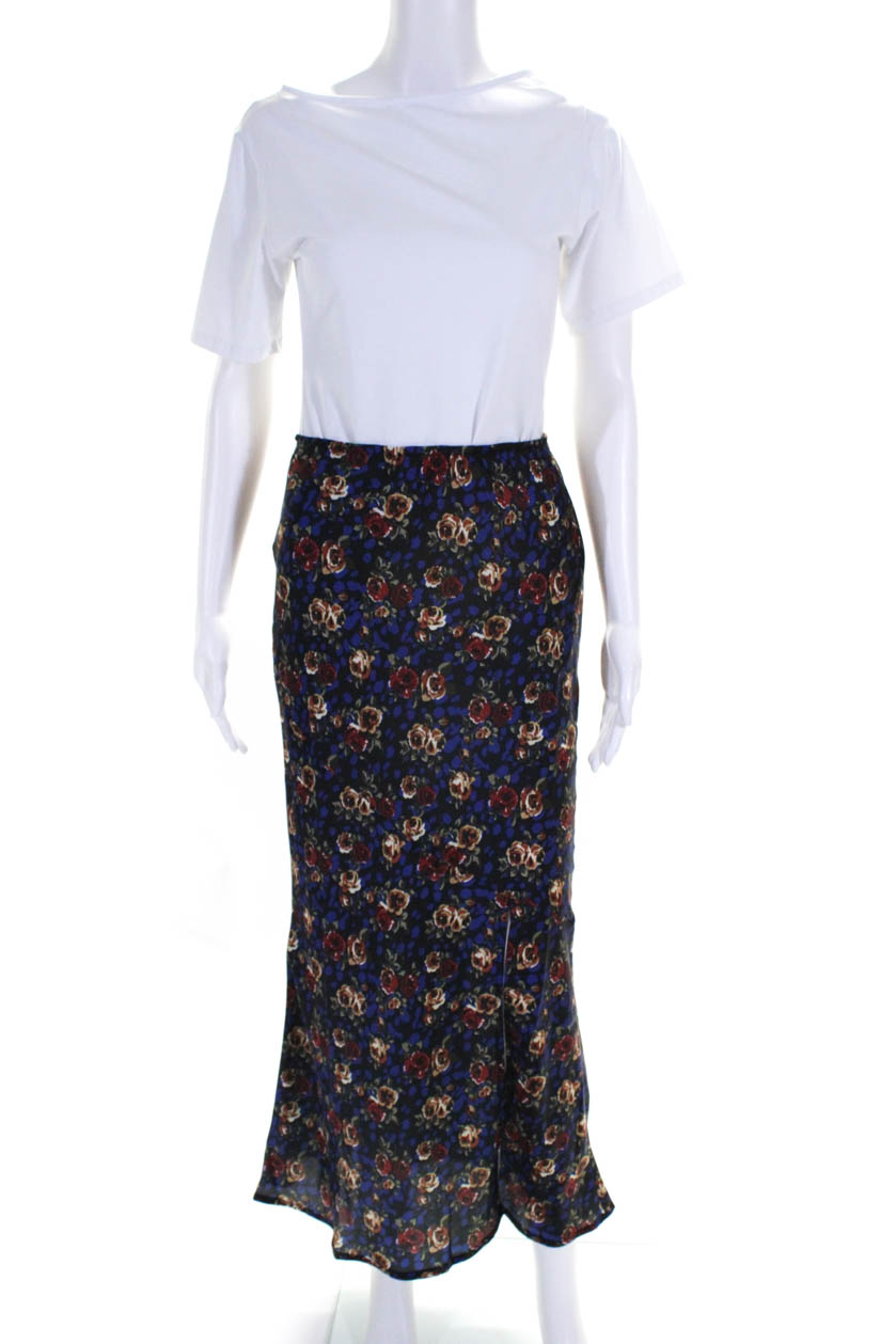 Lioness Womens Summer Thing Floral Print Midi Skirt Blue Black Size ...