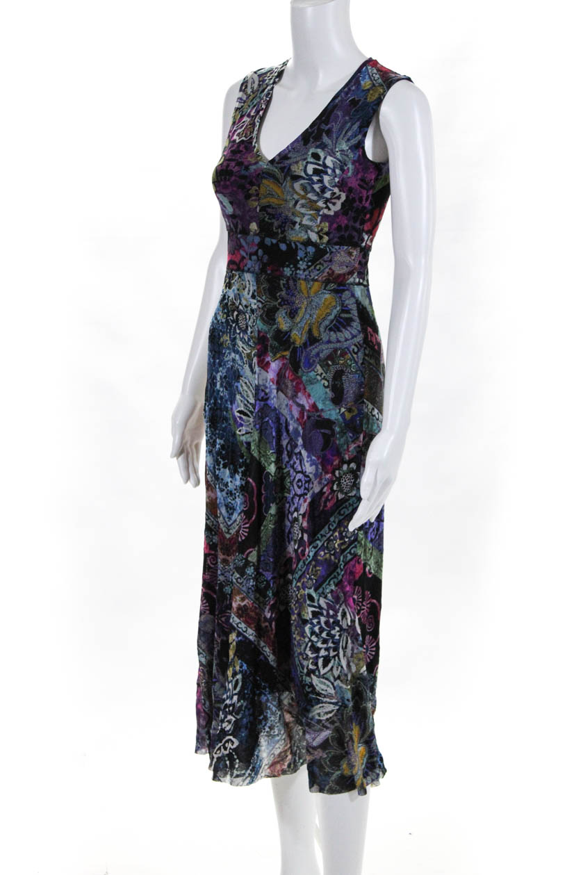 Fuzzi Womens Multi Floral Patchwork Dress Black Size Medium 11373458 | eBay