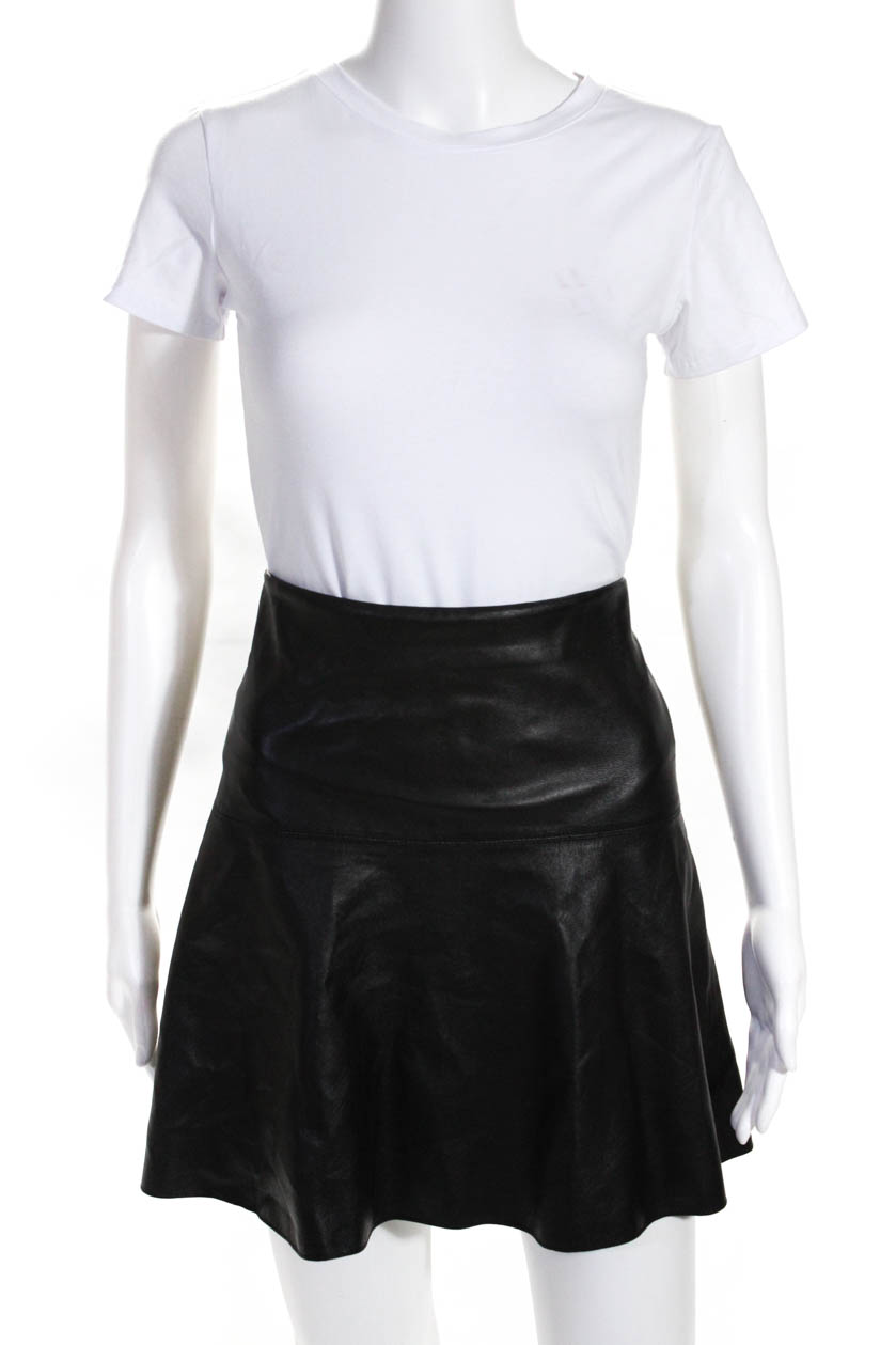 Vince Womens Leather A-Line Circle Short Skirt Black Size 8 | eBay
