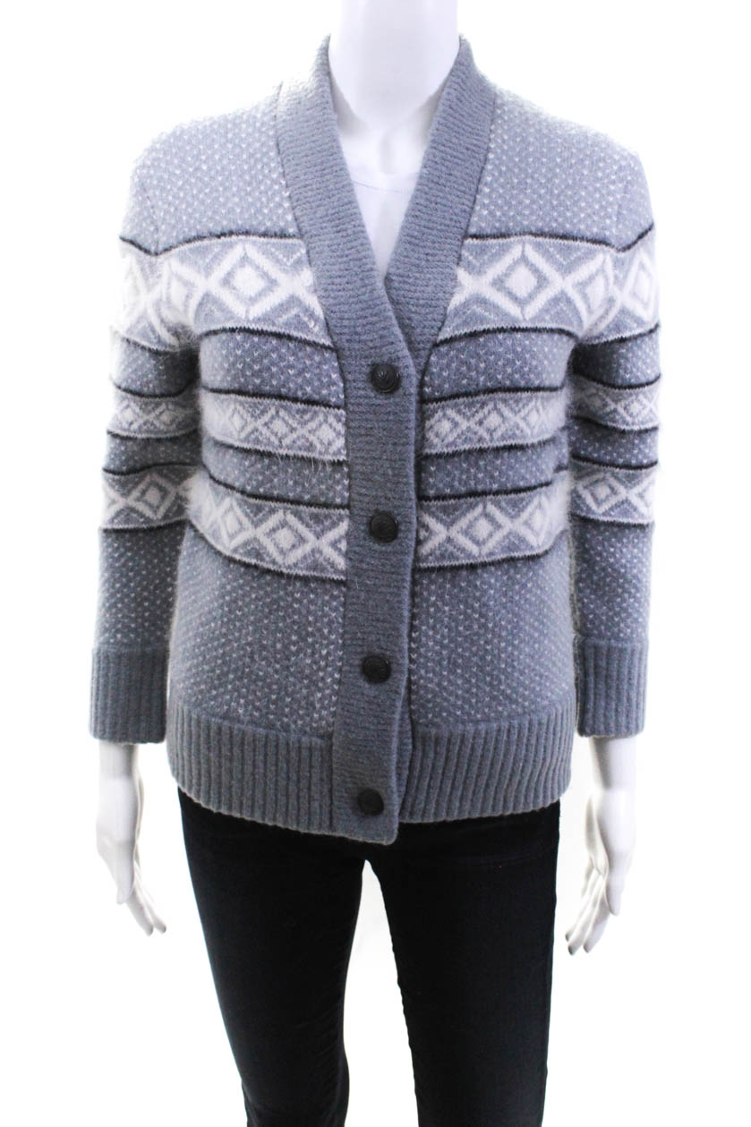 Rag & Bone Womens Long Sleeve Button Up Wool Cardigan Sweater Top Gray ...