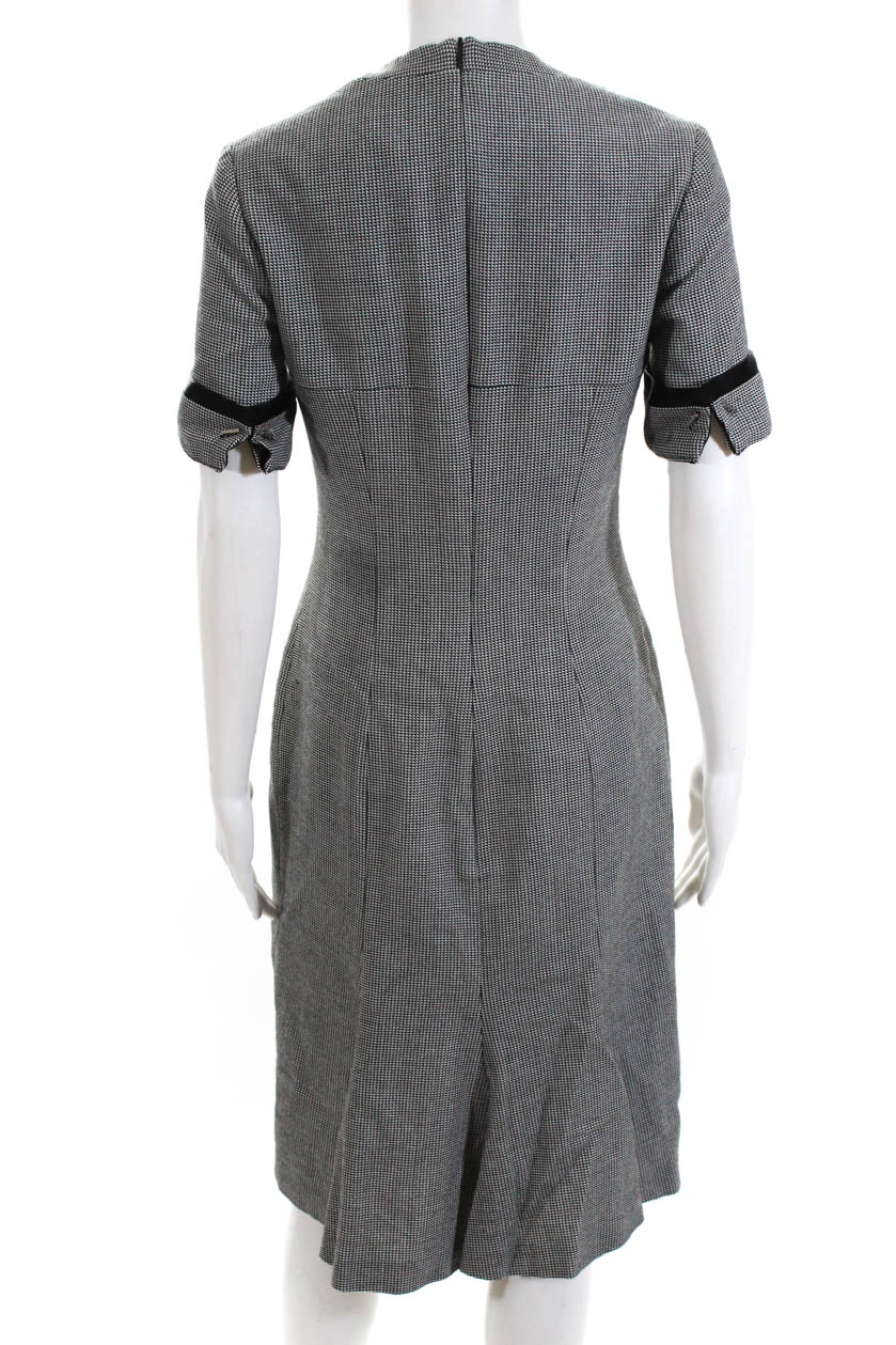 Karen Millen Womens Back Zip Short Sleeve V Neck Dress Gray Wool Size 8