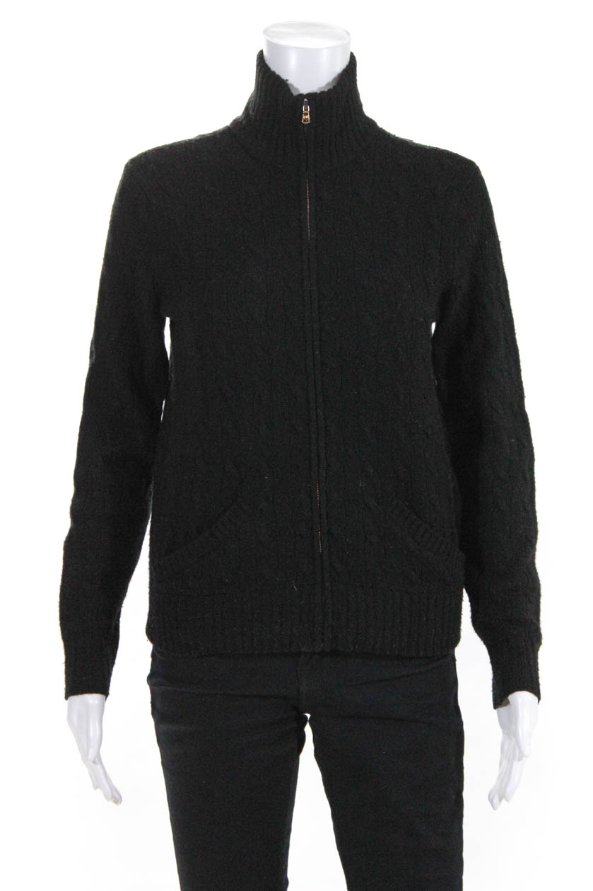 Ralph Lauren Black Label Womens Cashmere Cable Knit Cardigan Sweater ...
